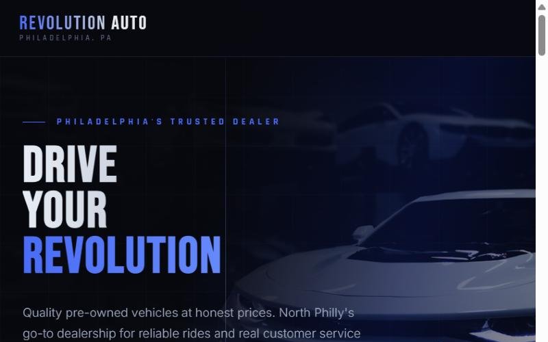 Revolution Auto Sales homepage
